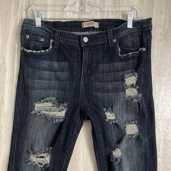 Judy Blue Jeans Women’s Size 1X Dark Wash Stretch Distressed Straight Leg USA - Picture 4 of 14